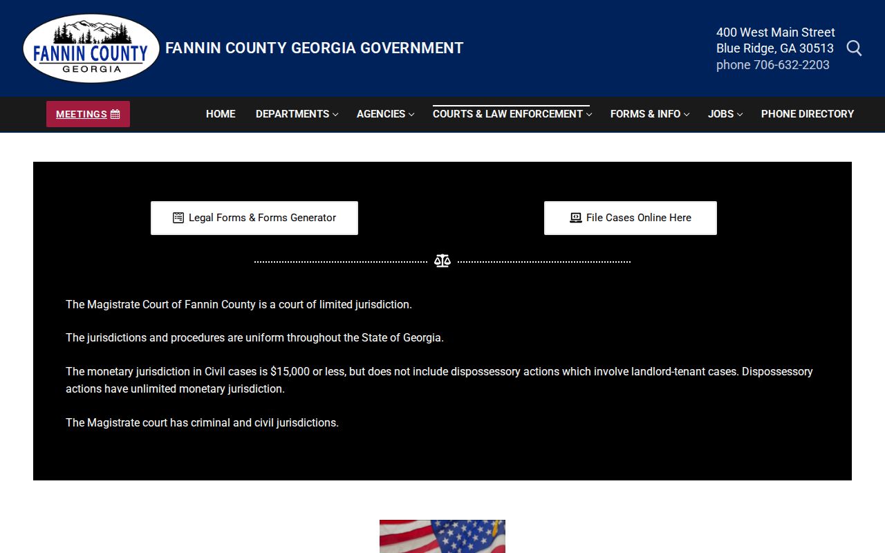 Fannin County active warrants Magistrate Court page