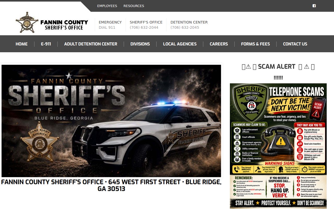 Fannin County warrant records Sheriff website